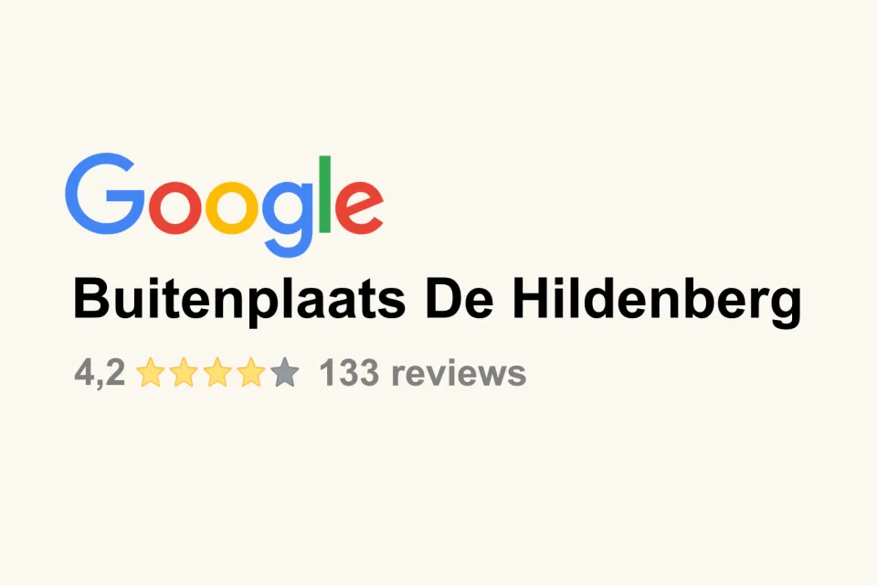 Google reviews weergave met de score 4,2 uit 133 beoordelingen voor Buitenplaats de Hildenberg
